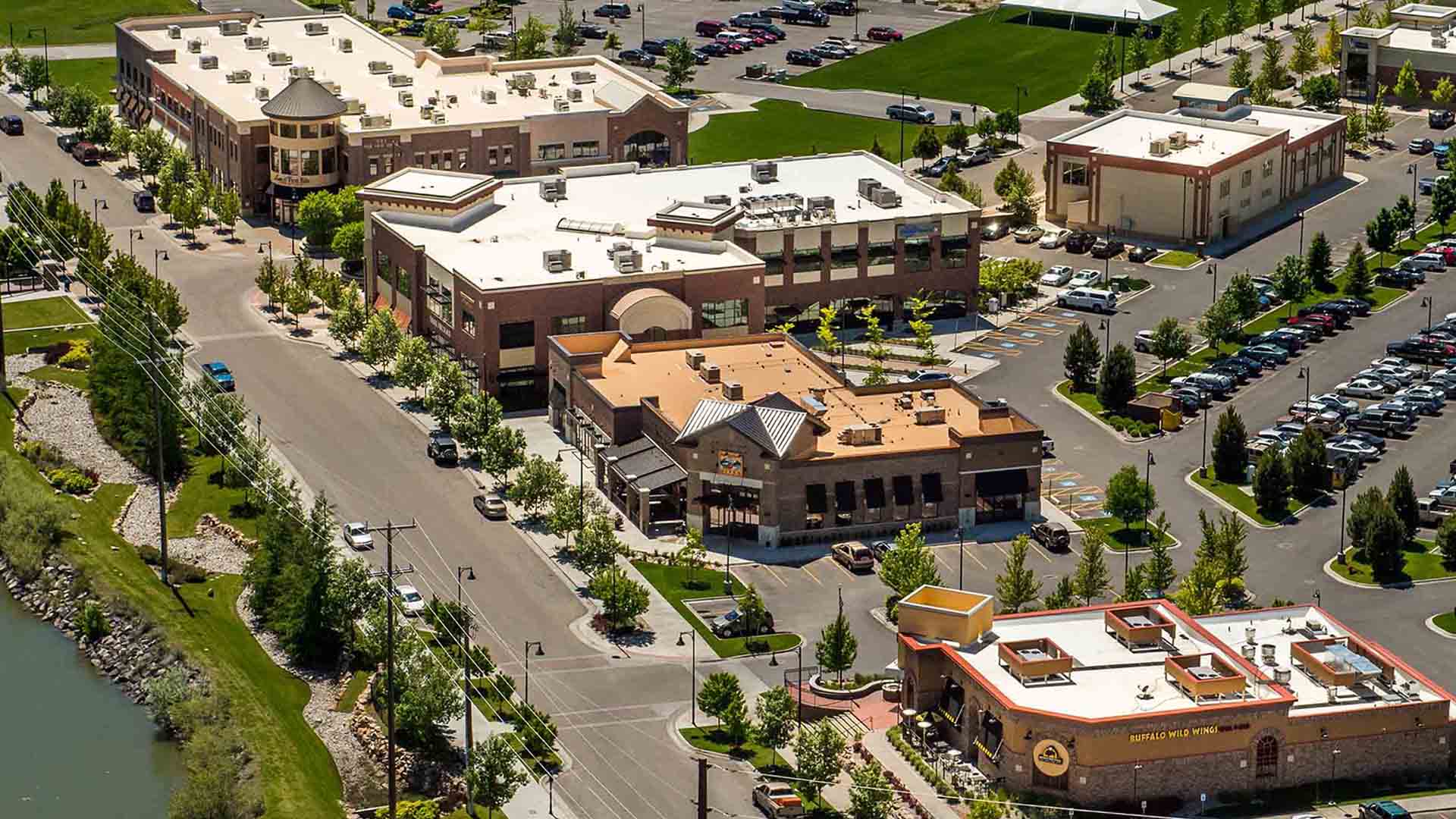 Pier View District Drone View | Idaho Falls | Snake River Landing